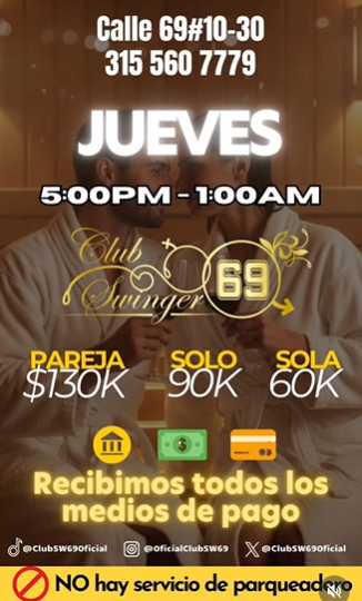 JUEVES EN CLUB SWINGER SW69 CHAPINERO/BTA