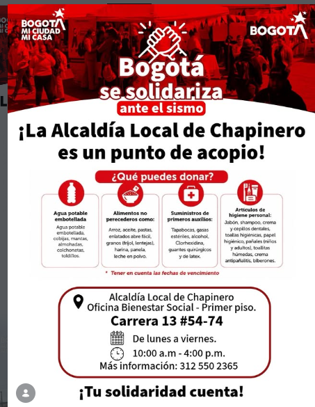 DONACIONES DESDE LA ALCALDIA DE CHAPINERO